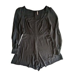 URBAN OUTFITTERS Black Sheer Sleeve Romper Size L